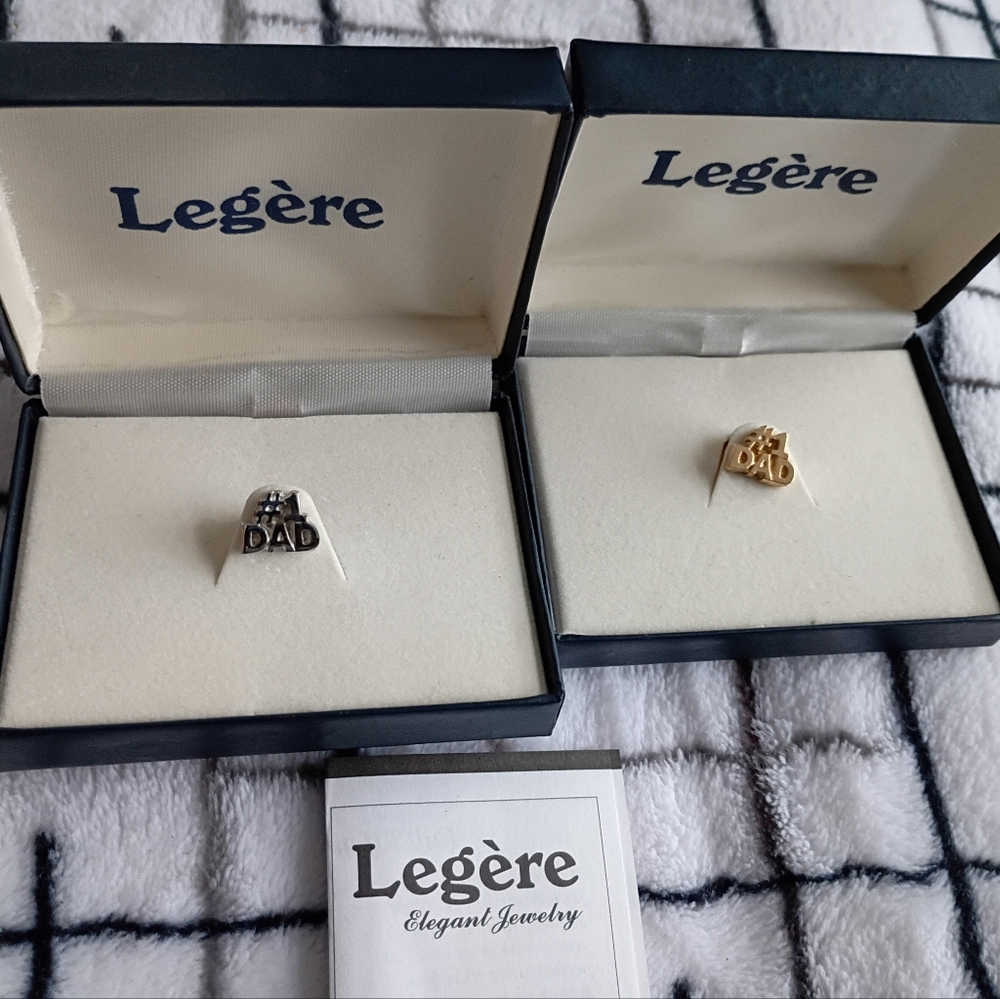 Legere Reeds "#1 Dad" Lapel Pin Or Tie Tack Silver and Gold With Box